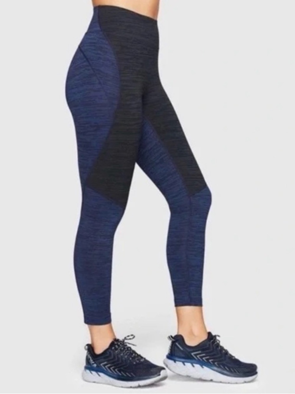 EUC Outdoor Voices Navy and Charcoal Colorblock High-Rise Leggings